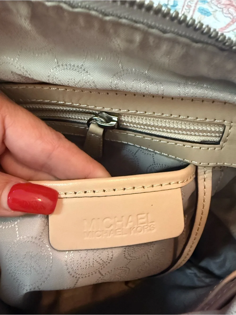 Michael Kors Beige Logo Tote with Tan Straps